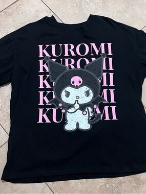Kuromi Graphic Tee for Kids - Black with Pink Accents